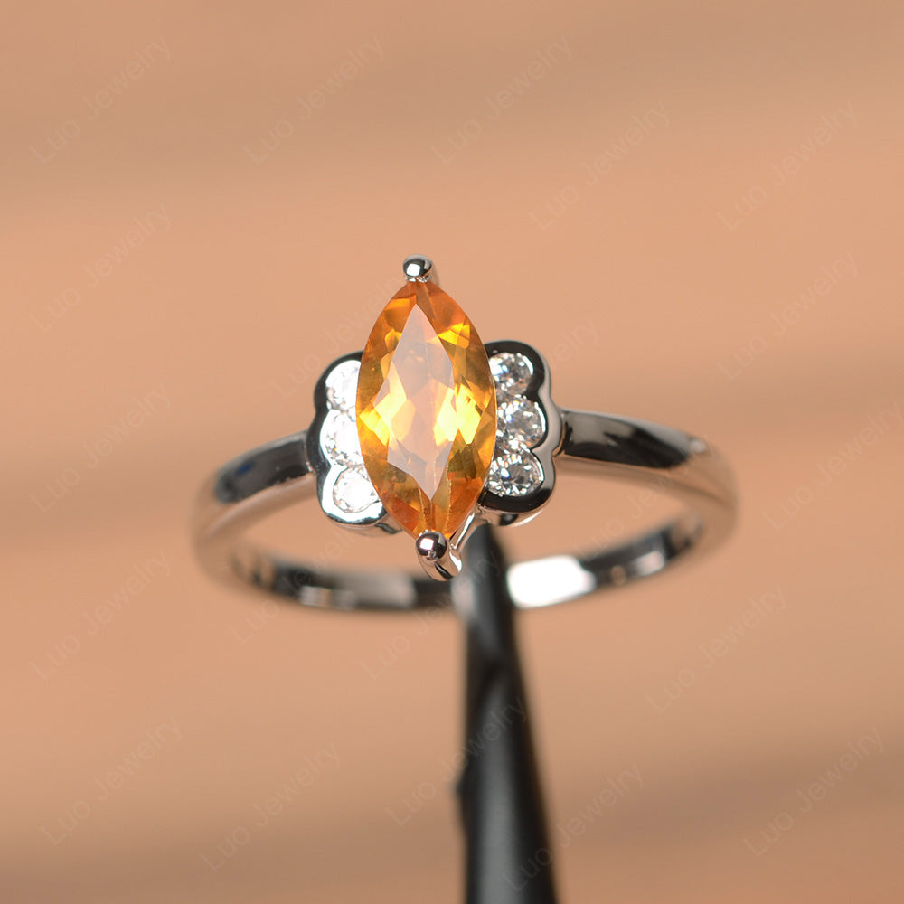 Unique Marquise Cut Citrine Wedding Ring - LUO Jewelry