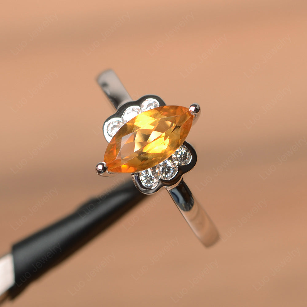 Unique Marquise Cut Citrine Wedding Ring - LUO Jewelry