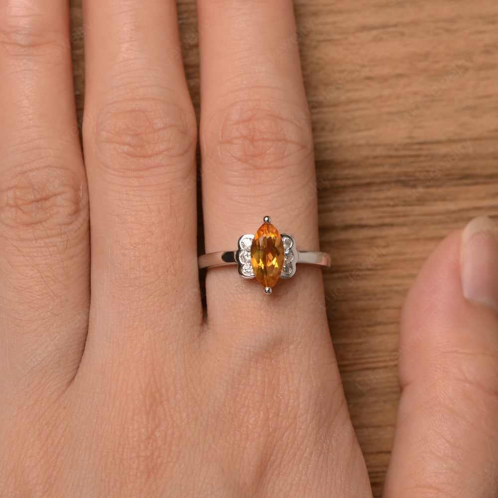Unique Marquise Cut Citrine Wedding Ring - LUO Jewelry