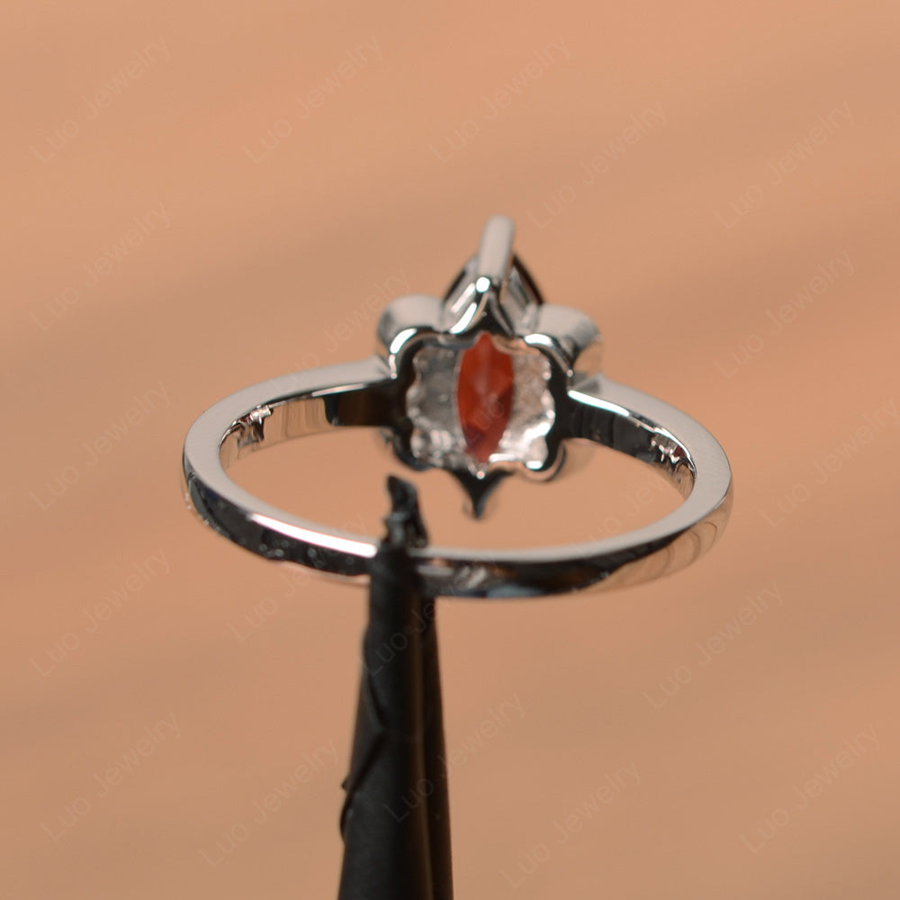 Unique Marquise Cut Garnet Wedding Ring - LUO Jewelry