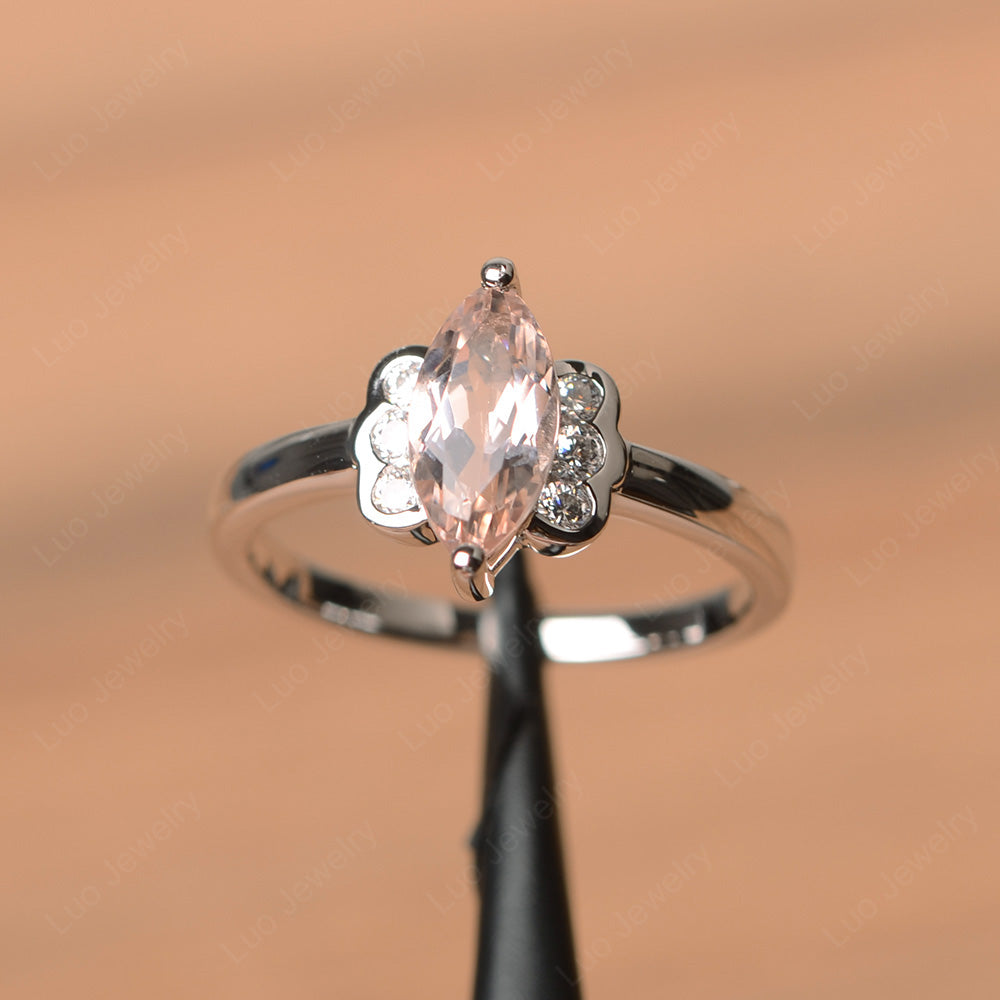 Unique Marquise Cut Morganite Wedding Ring - LUO Jewelry