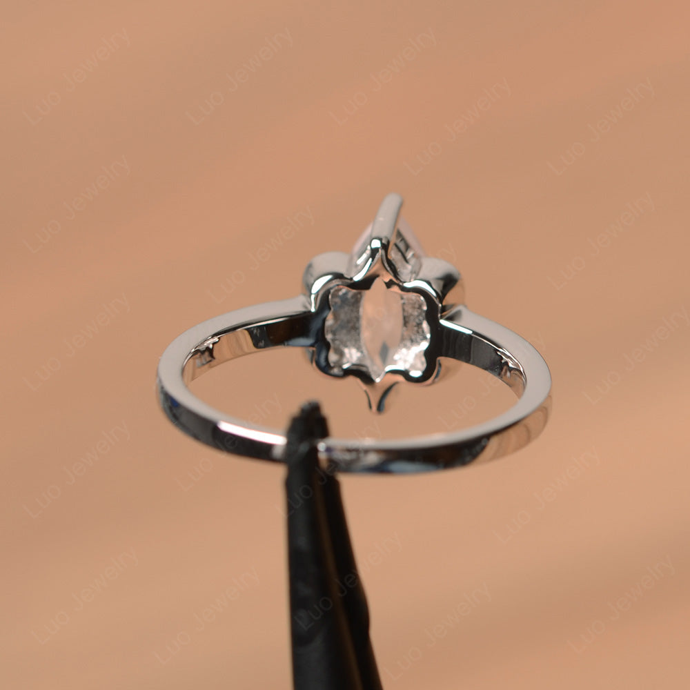 Unique Marquise Cut Rose Quartz Wedding Ring - LUO Jewelry