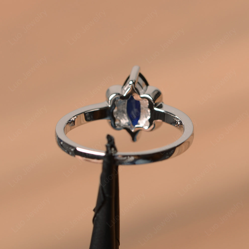 Unique Marquise Cut Lab Sapphire Wedding Ring - LUO Jewelry