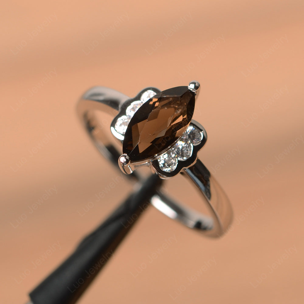 Unique Marquise Cut Smoky Quartz  Wedding Ring - LUO Jewelry