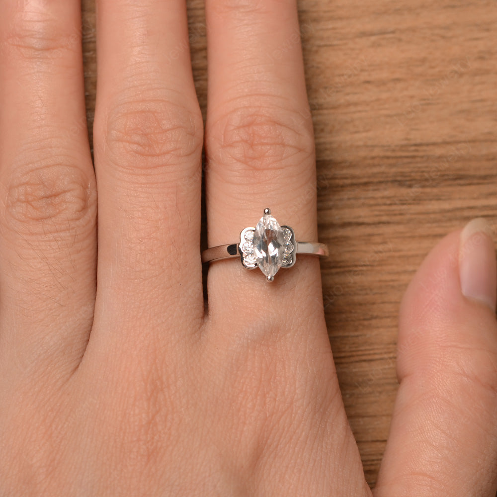 Unique Marquise Cut White Topaz Wedding Ring - LUO Jewelry