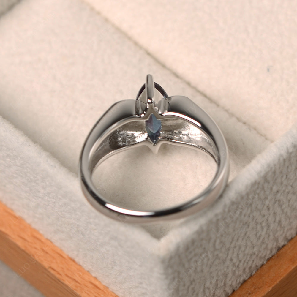 Unique Marquise Cut Alexandrite Ring White Gold - LUO Jewelry