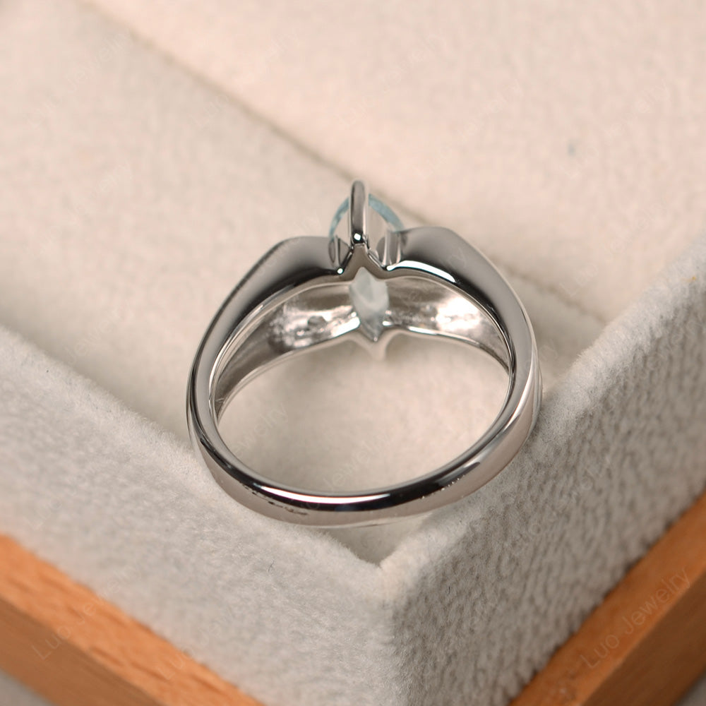 Unique Marquise Cut Aquamarine Ring White Gold - LUO Jewelry