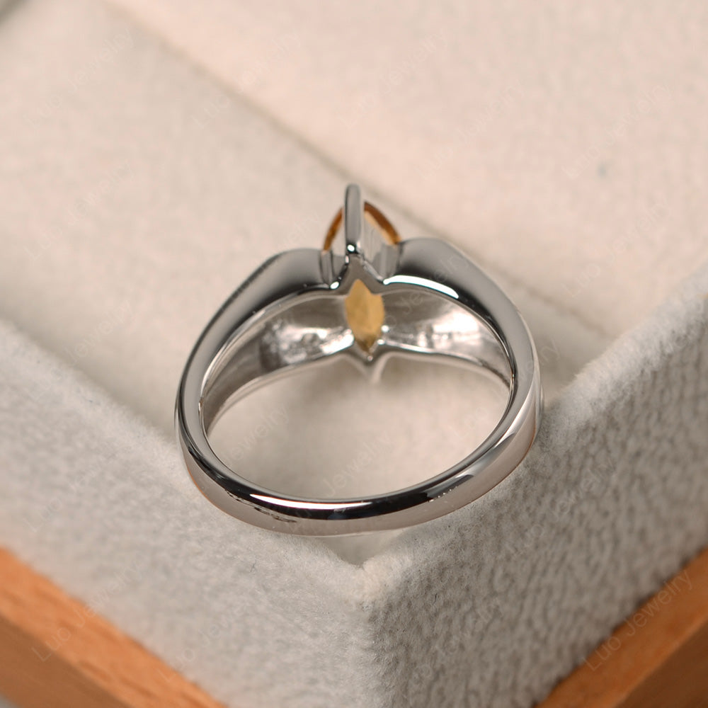 Unique Marquise Cut Citrine Ring White Gold - LUO Jewelry