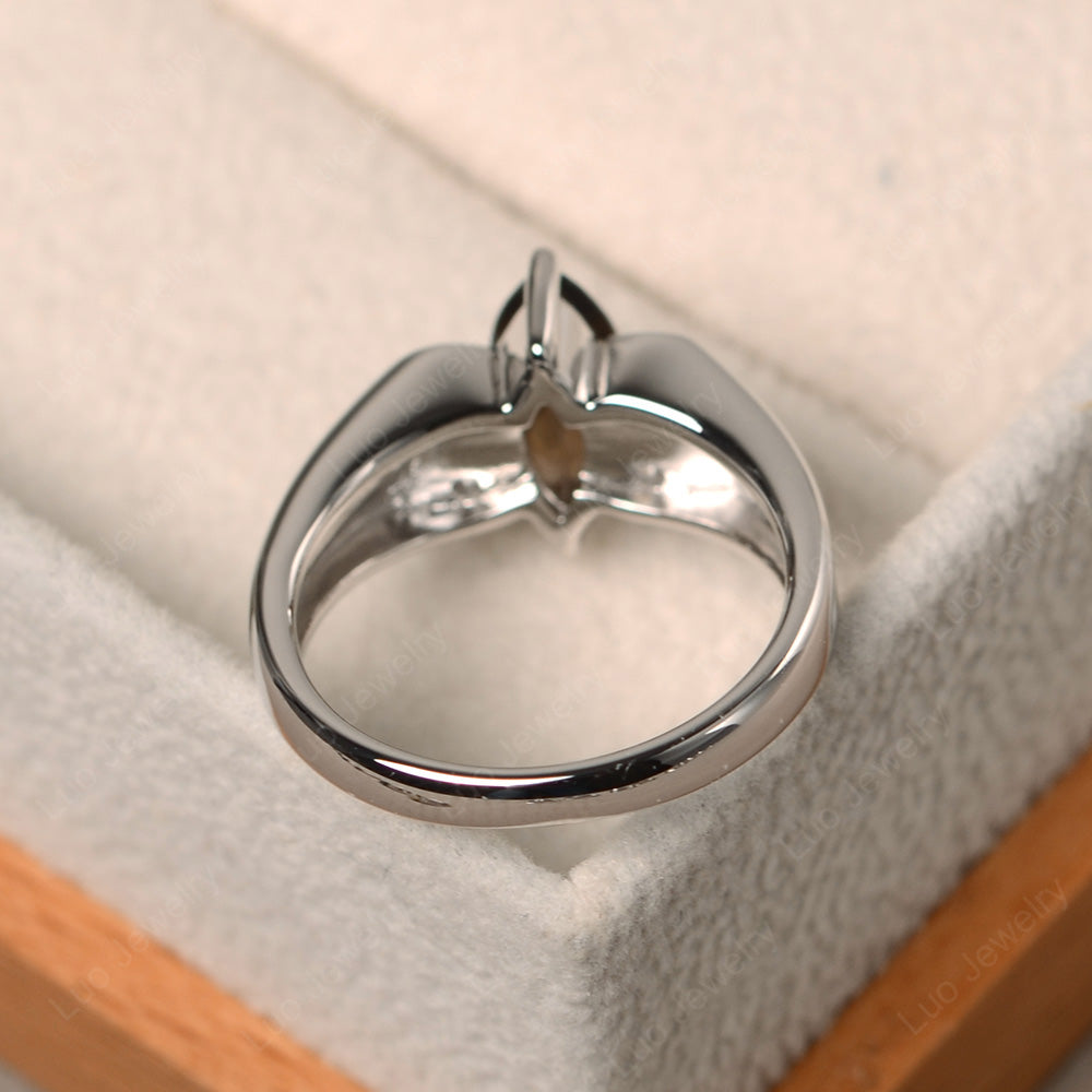 Unique Marquise Cut Smoky Quartz  Ring White Gold - LUO Jewelry