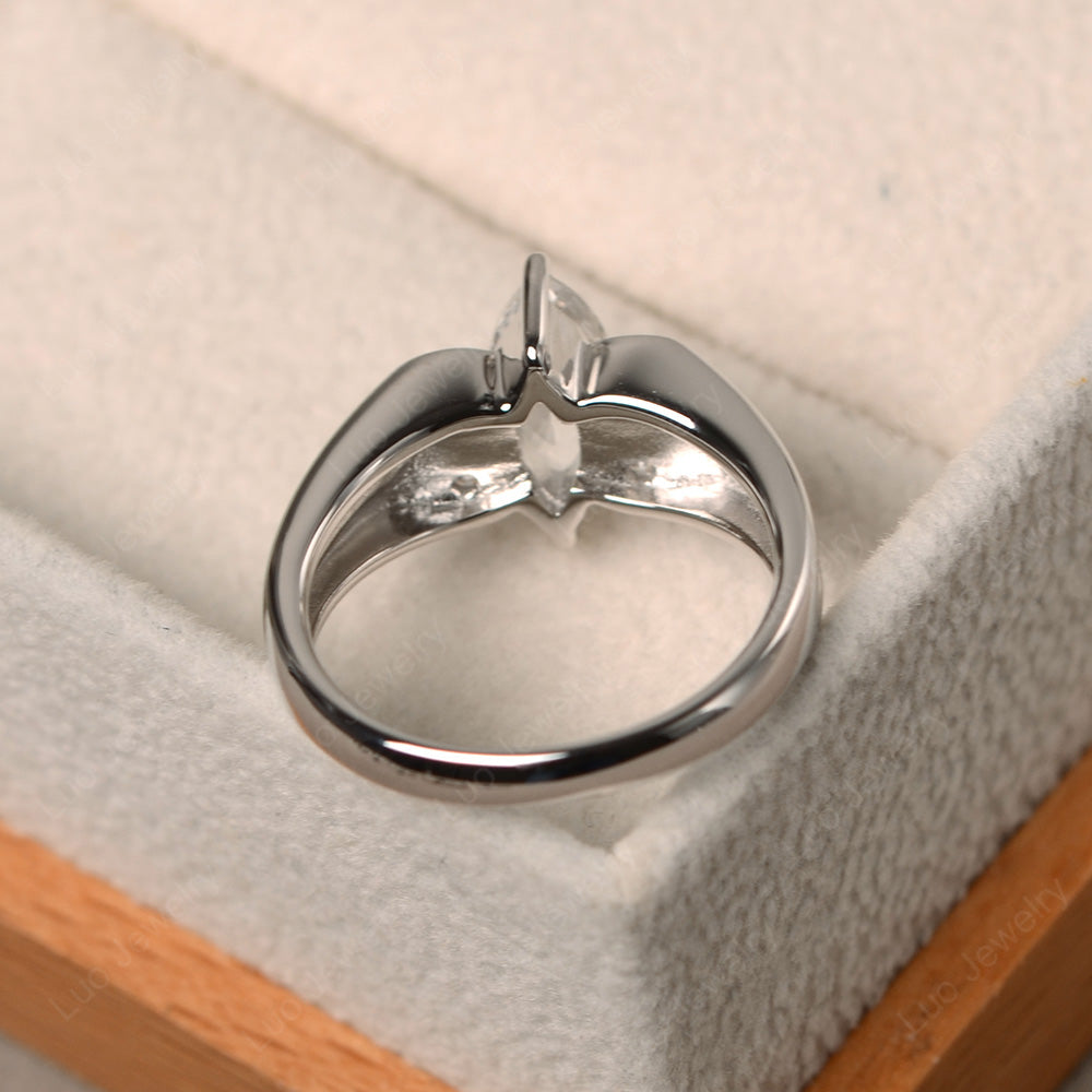 Unique Marquise Cut White Topaz Ring White Gold - LUO Jewelry