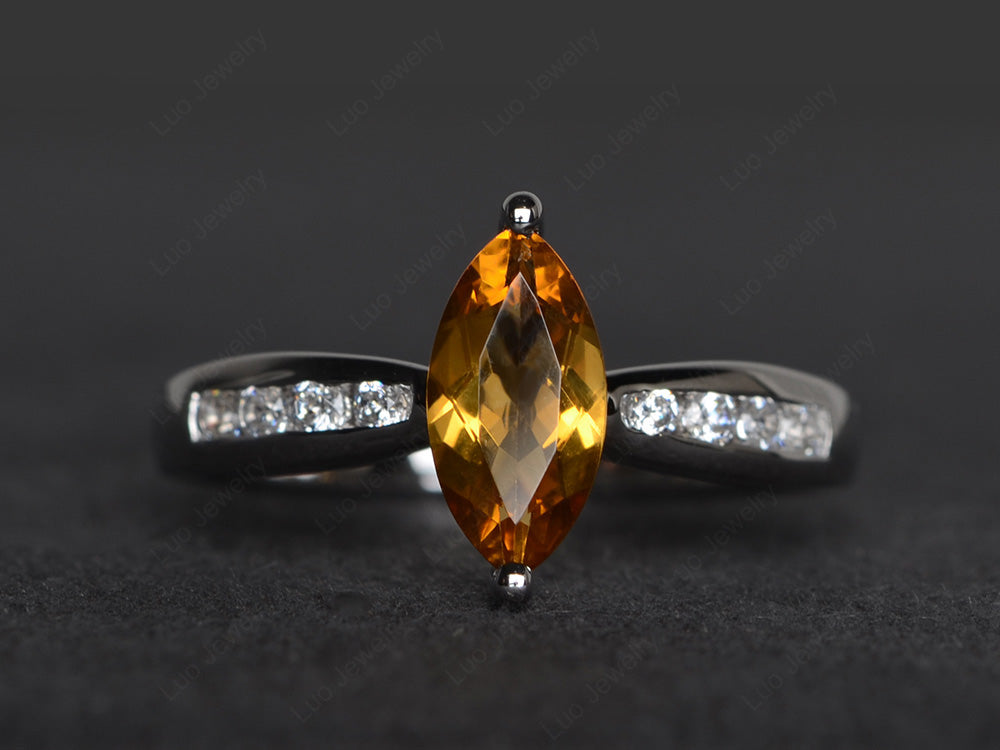 Marquise Citrine Promise Ring White Gold - LUO Jewelry