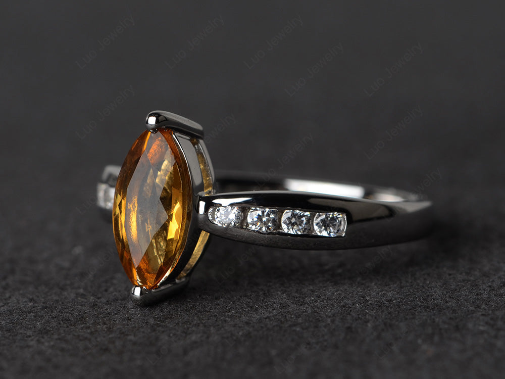 Marquise Citrine Promise Ring White Gold - LUO Jewelry