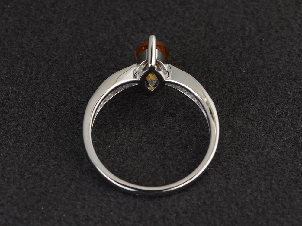 Marquise Citrine Promise Ring White Gold - LUO Jewelry