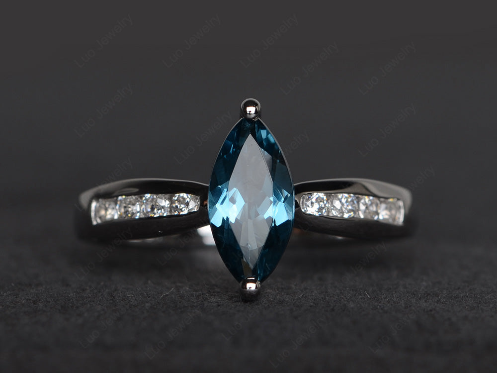 Marquise London Blue Topaz Promise Ring White Gold - LUO Jewelry