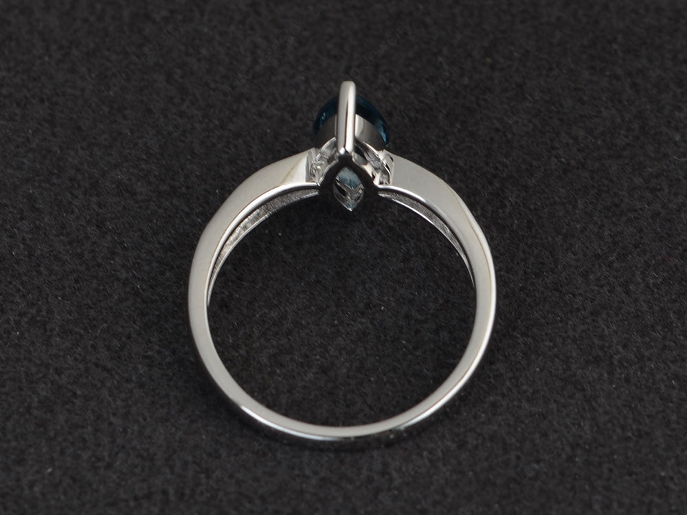 Marquise London Blue Topaz Promise Ring White Gold - LUO Jewelry