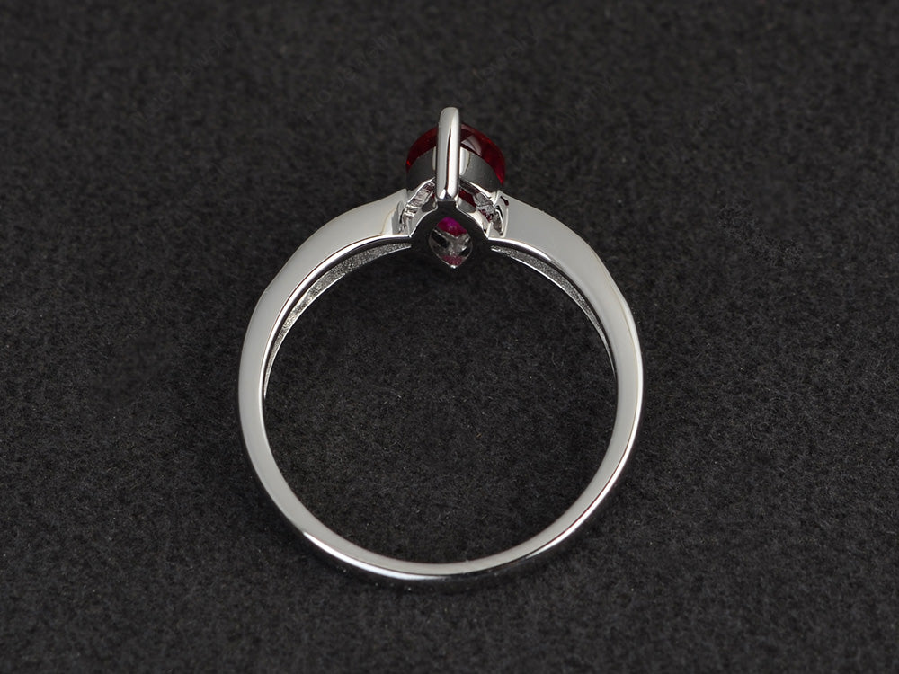 Marquise Ruby Promise Ring White Gold - LUO Jewelry