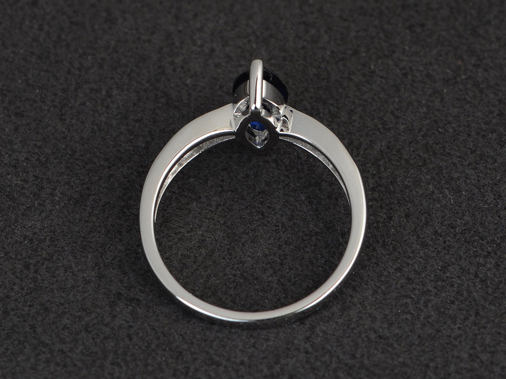 Marquise Lab Sapphire Promise Ring White Gold - LUO Jewelry