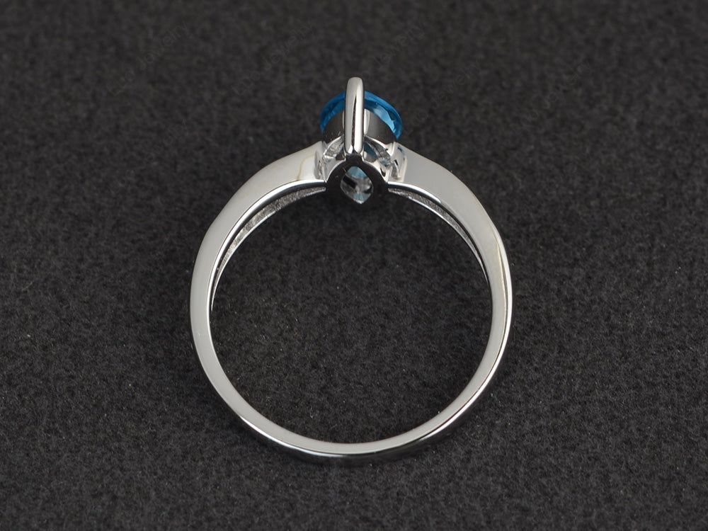Marquise Swiss Blue Topaz Promise Ring White Gold - LUO Jewelry