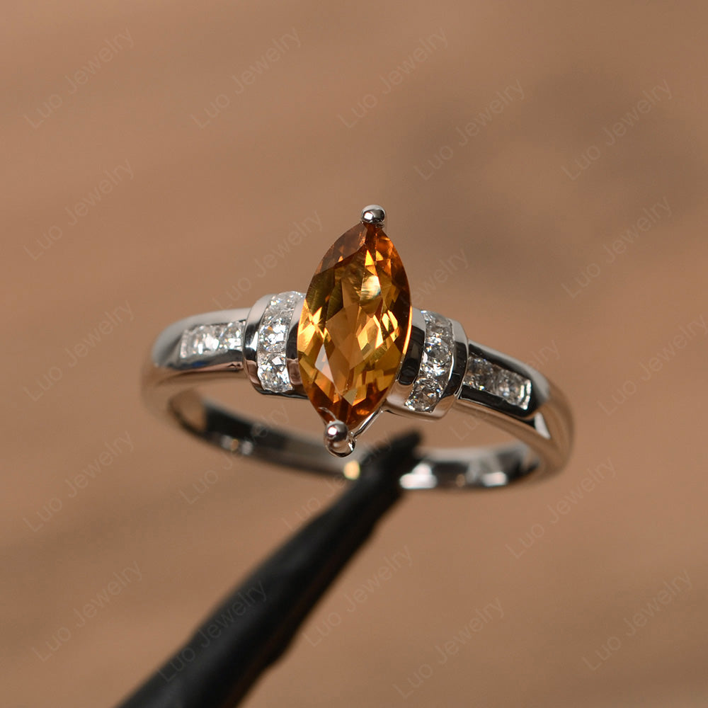 Marquise Cut Citrine Engagement Ring Gold - LUO Jewelry