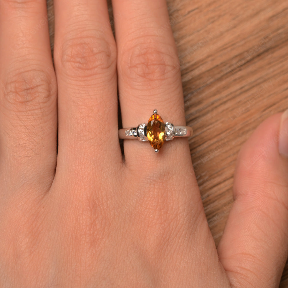 Marquise Cut Citrine Engagement Ring Gold - LUO Jewelry