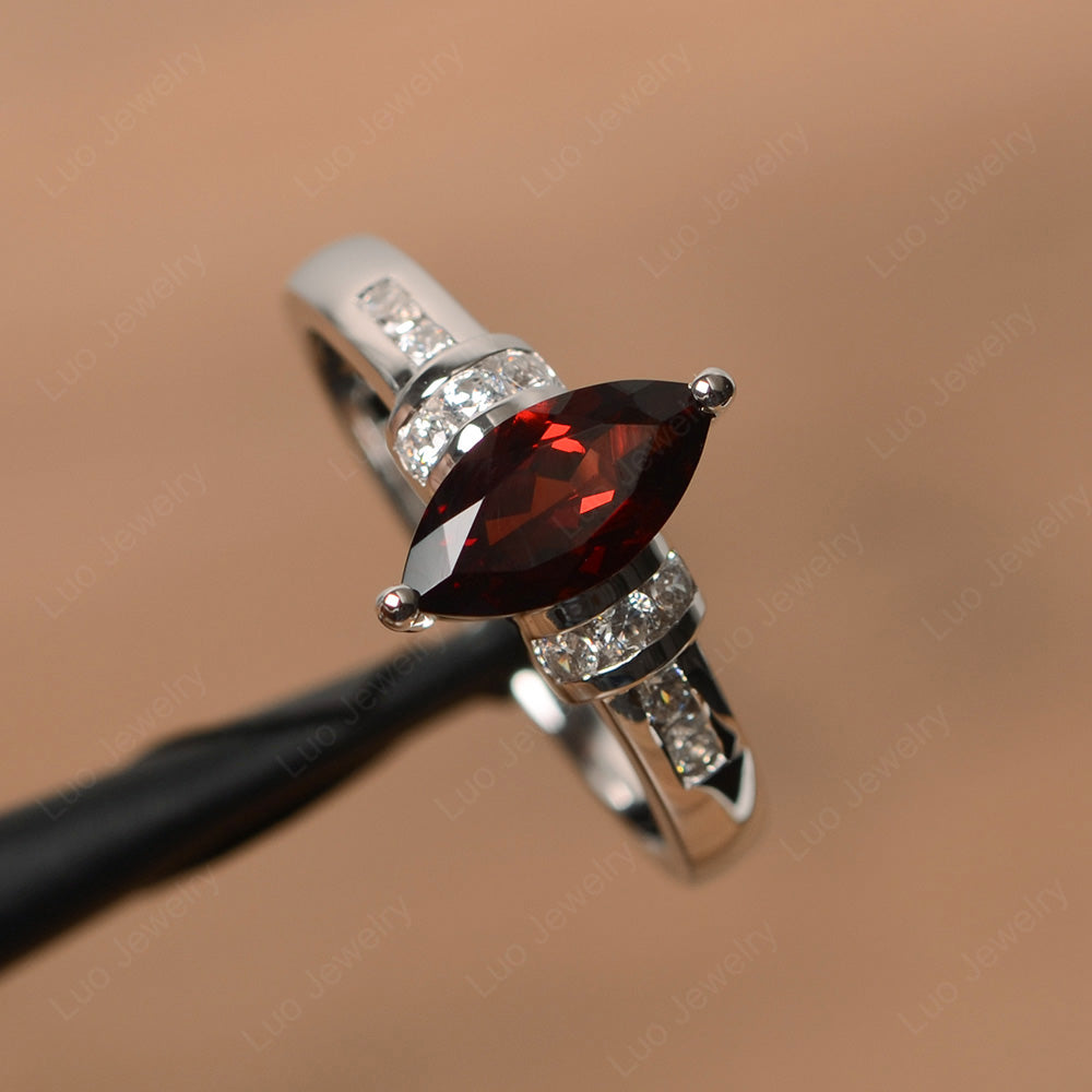 Marquise Cut Garnet Engagement Ring Gold - LUO Jewelry