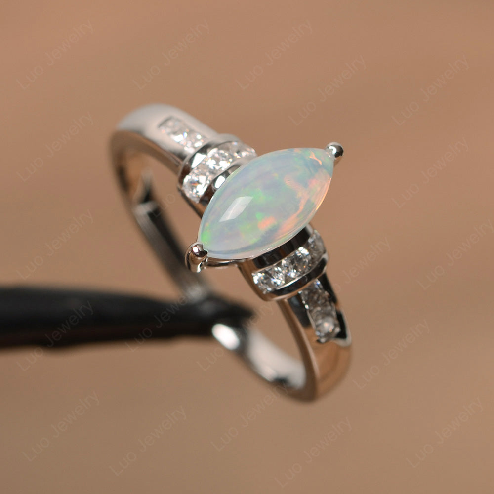 Marquise Cut Opal Engagement Ring Gold - LUO Jewelry