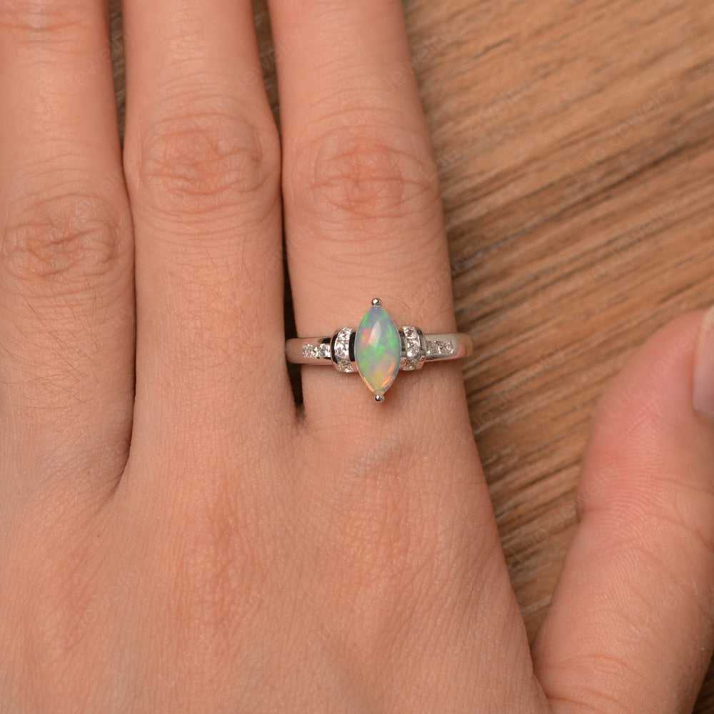 Marquise Cut Opal Engagement Ring Gold - LUO Jewelry