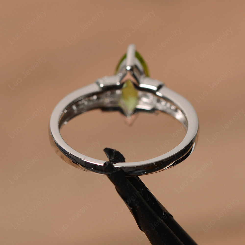 Marquise Cut Peridot Engagement Ring Gold - LUO Jewelry