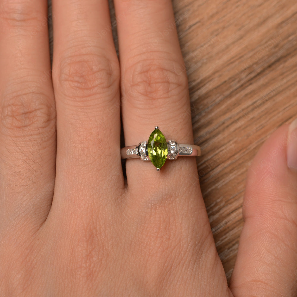 Marquise Cut Peridot Engagement Ring Gold - LUO Jewelry