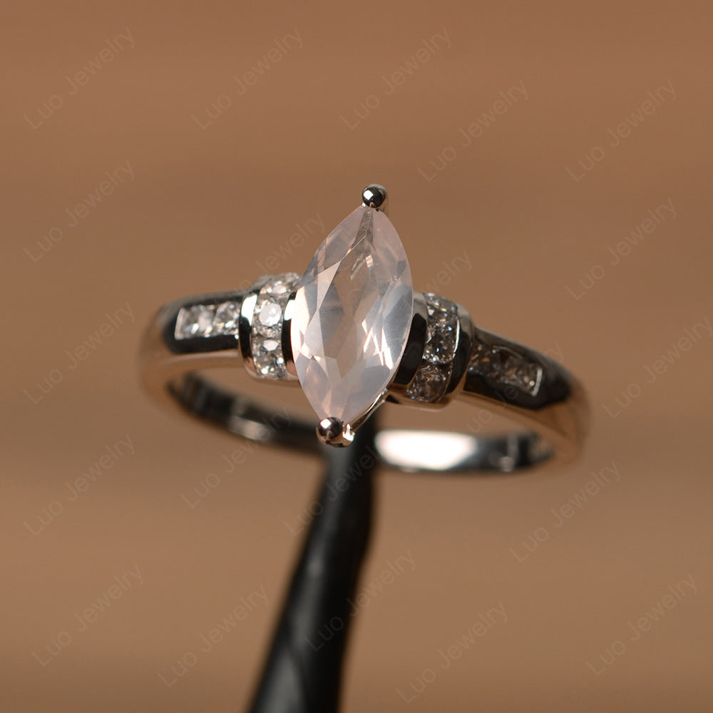 Marquise Cut Rose Quartz Engagement Ring Gold - LUO Jewelry