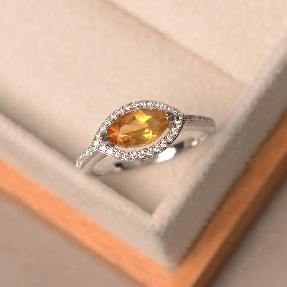 Citrine Marquise Cut Halo East West Ring - LUO Jewelry