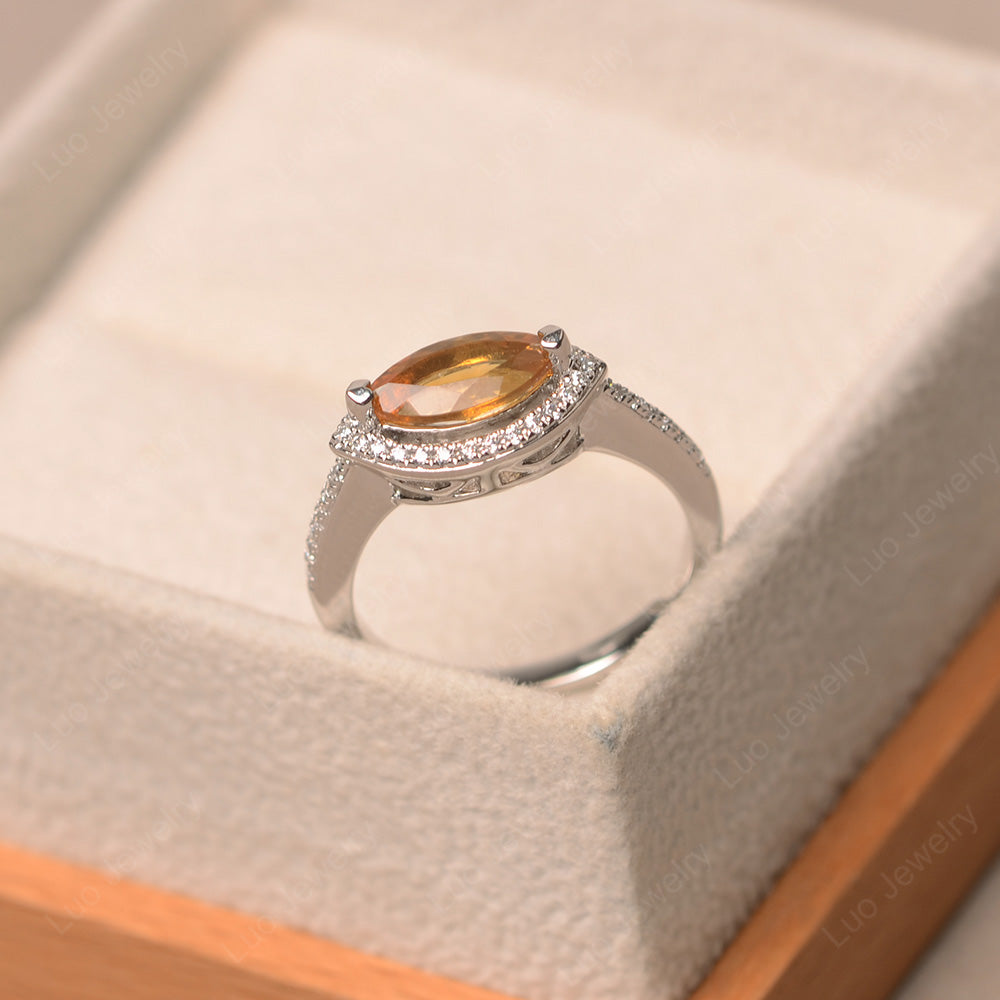 Citrine Marquise Cut Halo East West Ring - LUO Jewelry