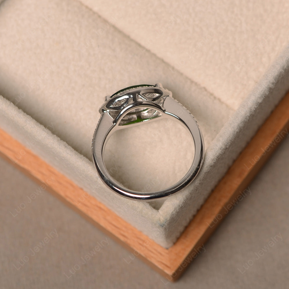 Diopside Marquise Cut Halo East West Ring - LUO Jewelry