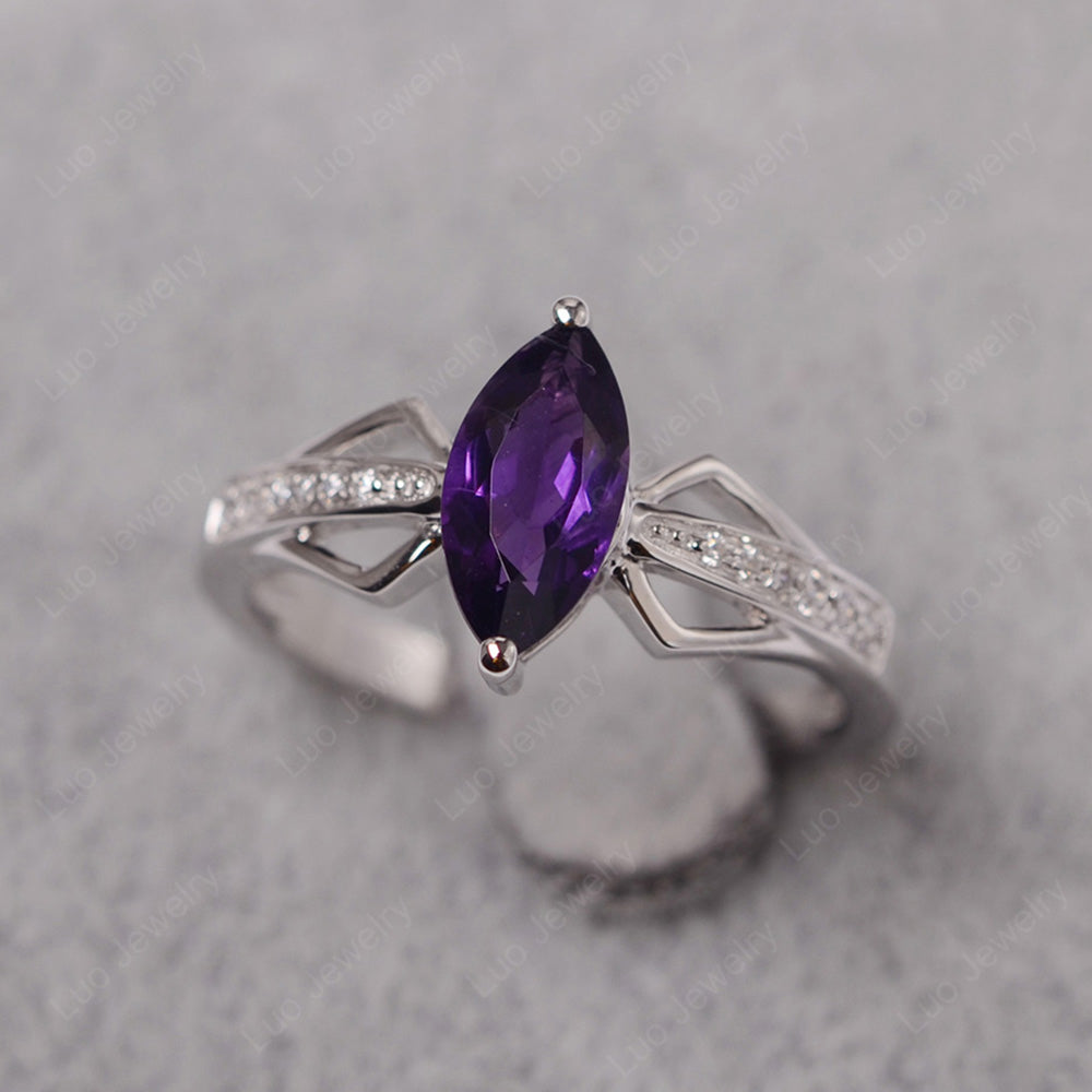 Marquise Amethyst Engagement Ring - LUO Jewelry