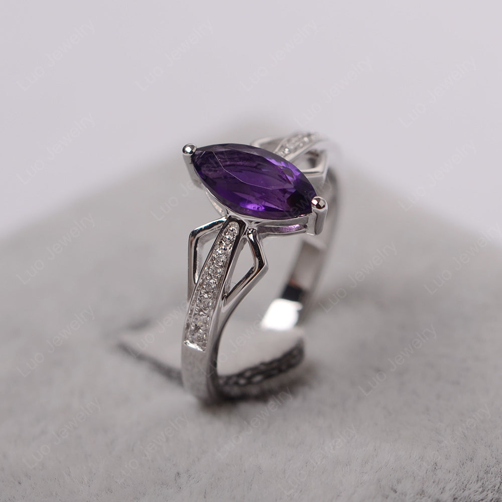 Marquise Amethyst Engagement Ring - LUO Jewelry