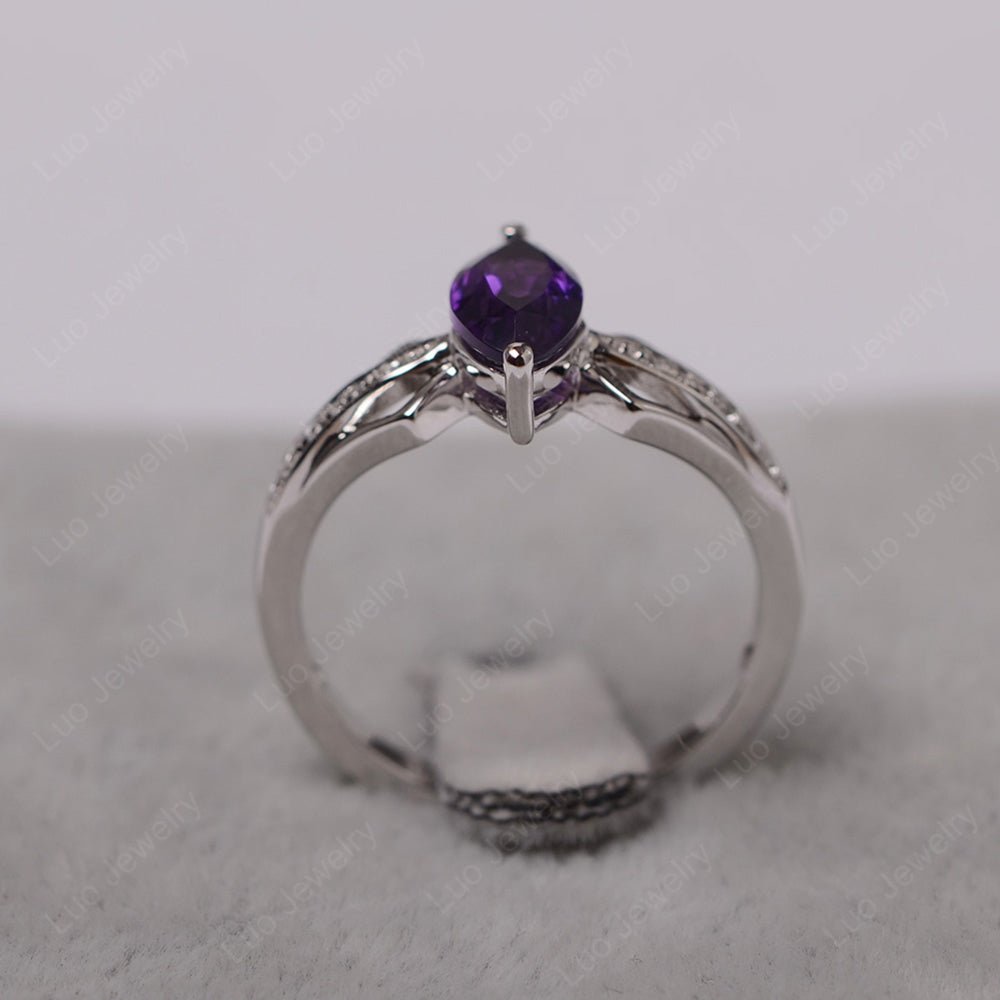 Marquise Amethyst Engagement Ring - LUO Jewelry