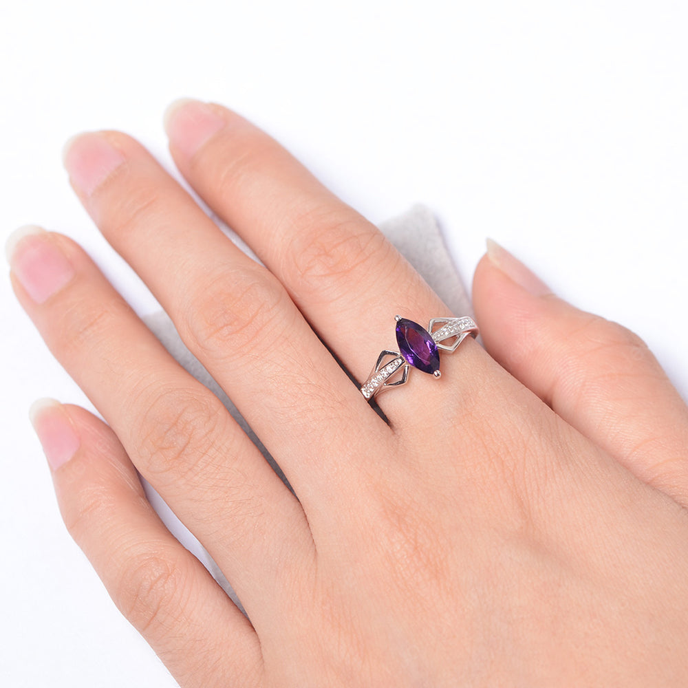 Marquise Amethyst Engagement Ring - LUO Jewelry