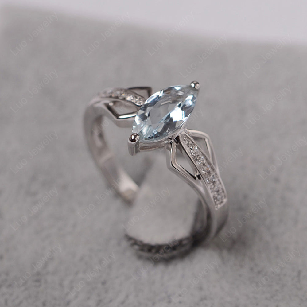 Marquise Aquamarine Engagement Ring - LUO Jewelry