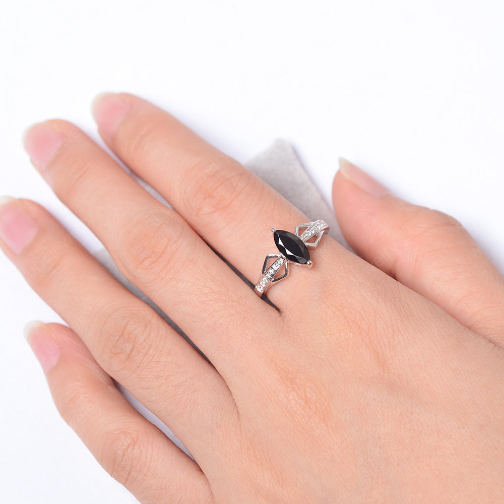 Marquise Black Stone Engagement Ring - LUO Jewelry