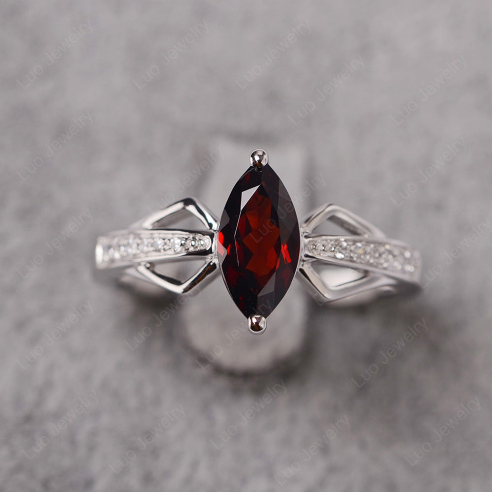 Marquise Garnet Engagement Ring - LUO Jewelry