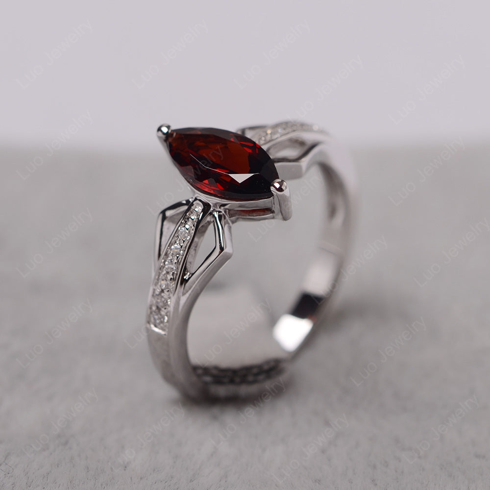 Marquise Garnet Engagement Ring - LUO Jewelry