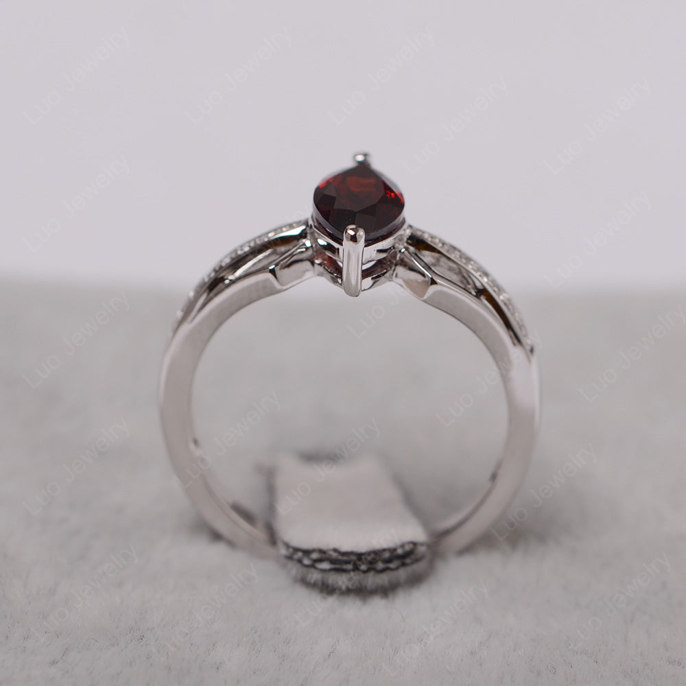 Marquise Garnet Engagement Ring - LUO Jewelry