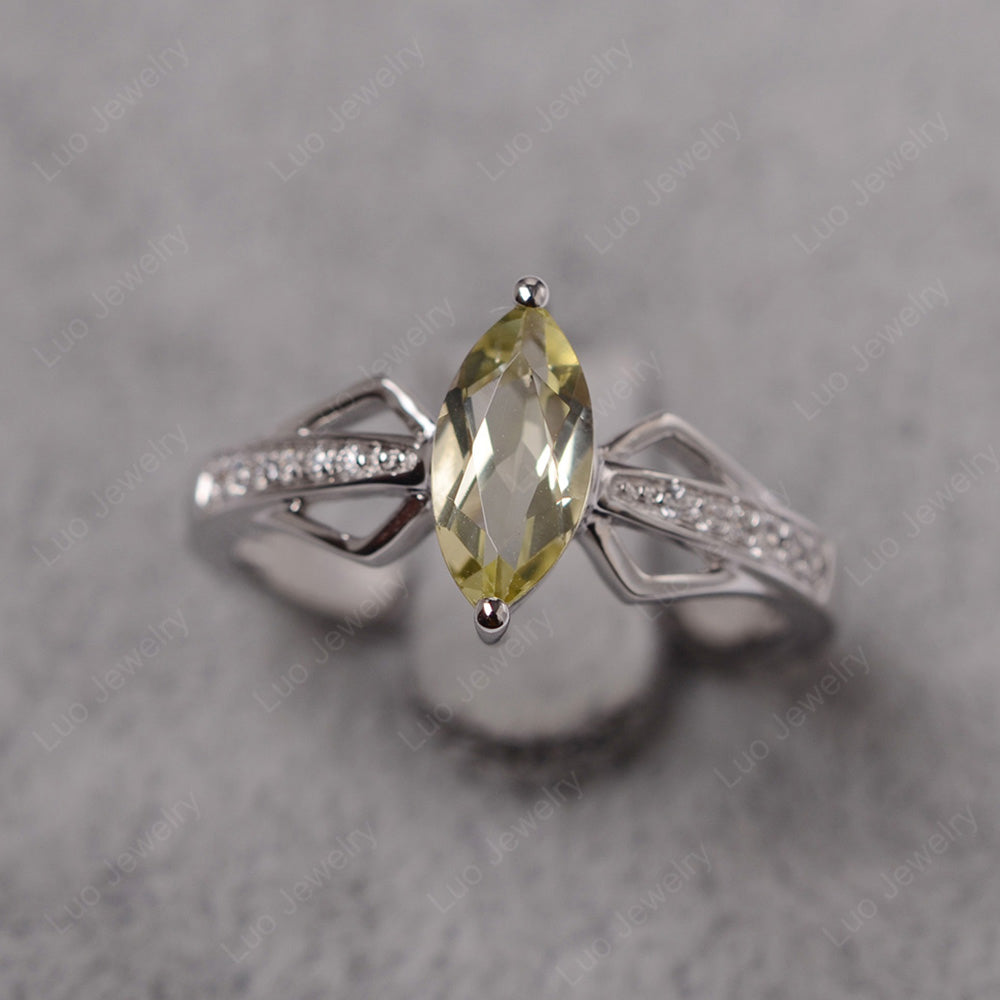 Marquise Lemon Quartz Engagement Ring - LUO Jewelry