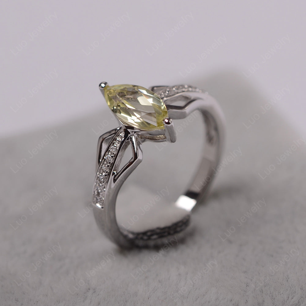 Marquise Lemon Quartz Engagement Ring - LUO Jewelry