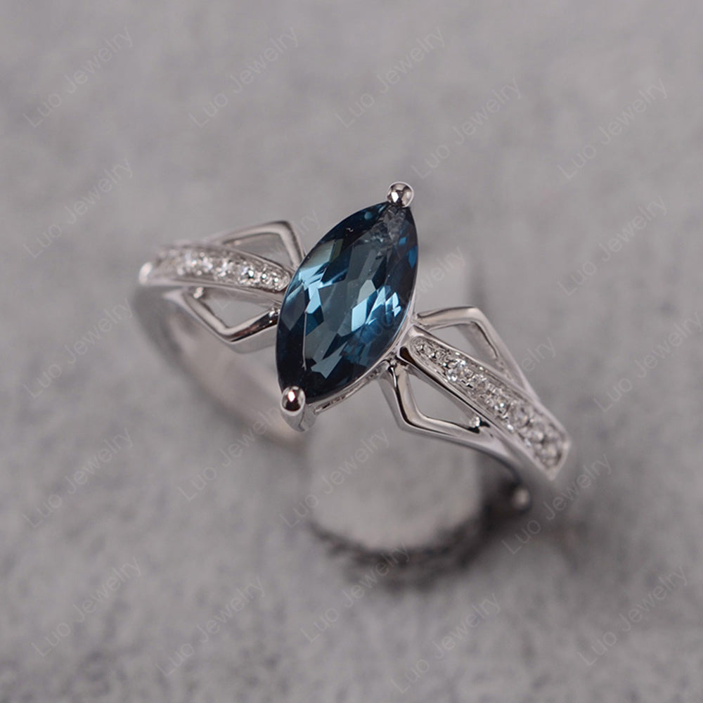 Marquise London Blue Topaz Engagement Ring - LUO Jewelry