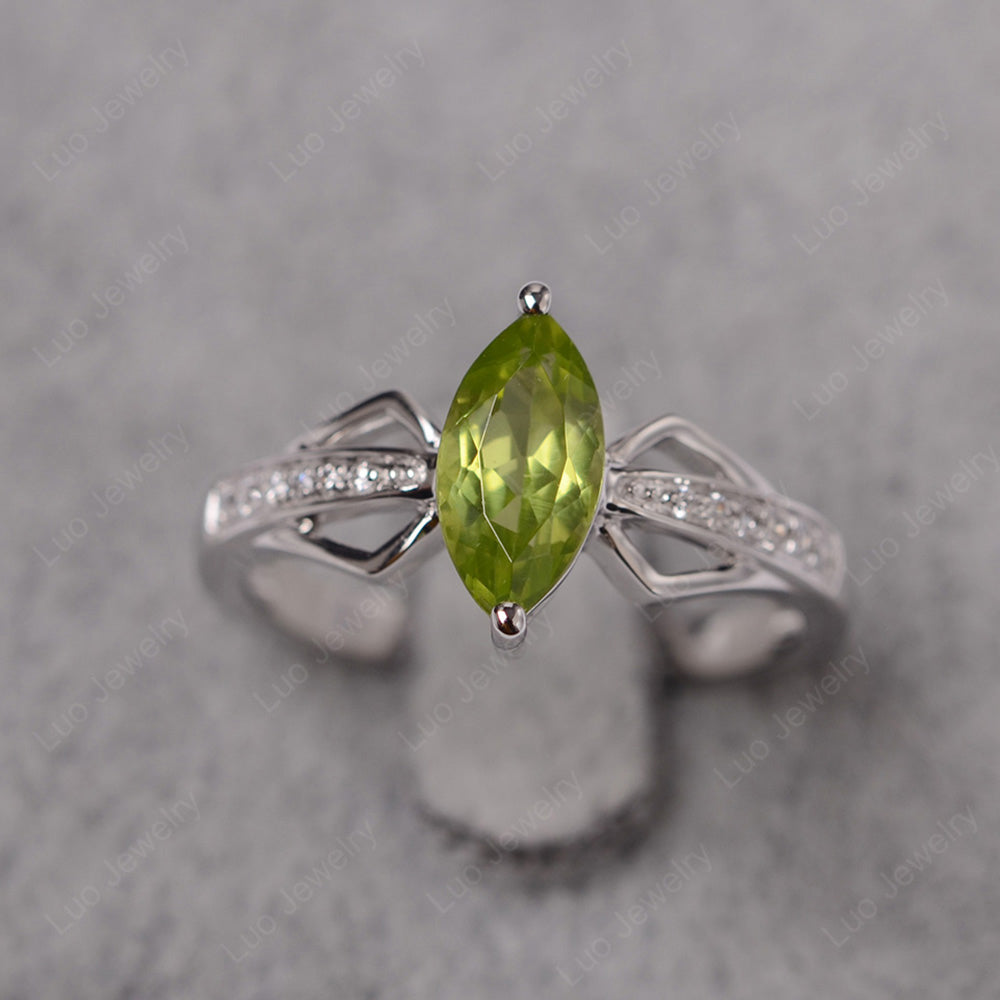 Marquise Peridot Engagement Ring - LUO Jewelry