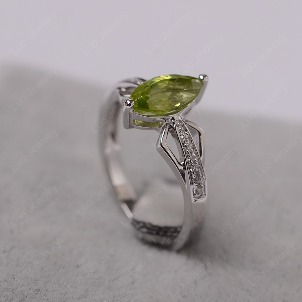 Marquise Peridot Engagement Ring - LUO Jewelry