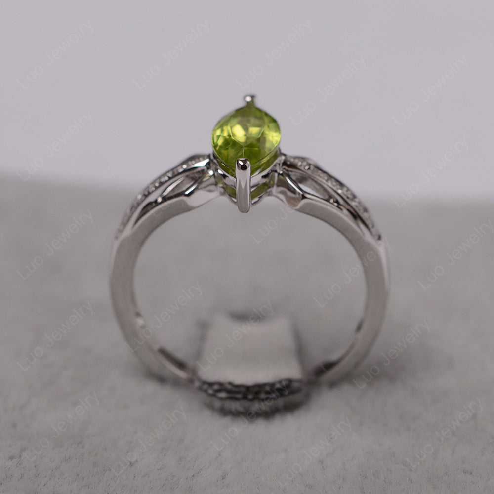 Marquise Peridot Engagement Ring - LUO Jewelry