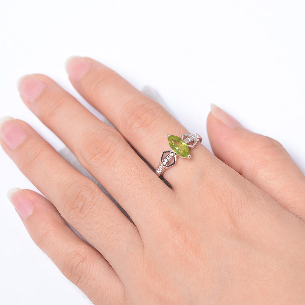 Marquise Peridot Engagement Ring - LUO Jewelry