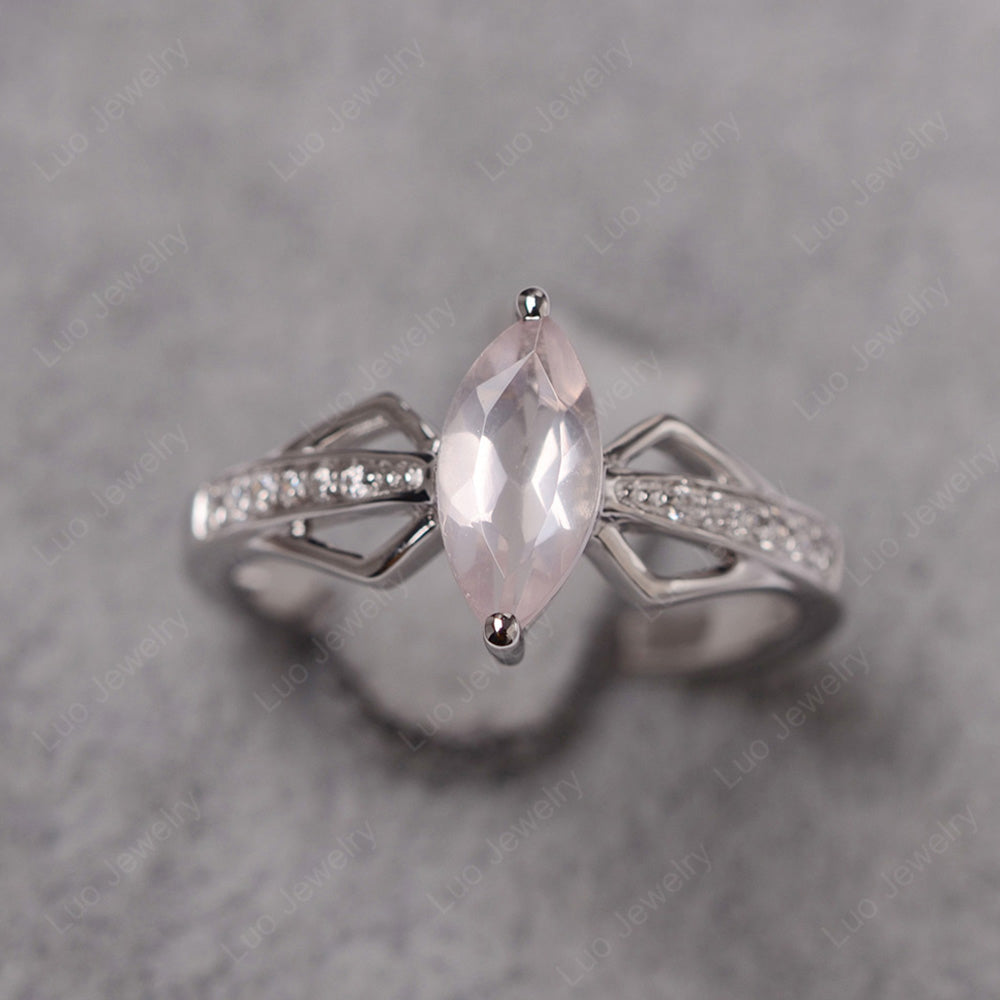 Marquise Rose Quartz Engagement Ring - LUO Jewelry